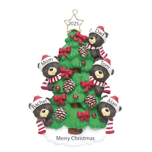 Personalized Christmas Ornaments Family of 5 Ornament Black Bear Family Ornament 2025 Custom Family of Five Ornament Family Tree Ornament