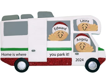 Rv Ornament Personalized Christmas Ornament 2023 Camper Ornament, Camping Ornament, Trailer Ornament, Road Trip Ornament, Family of 3 Travel