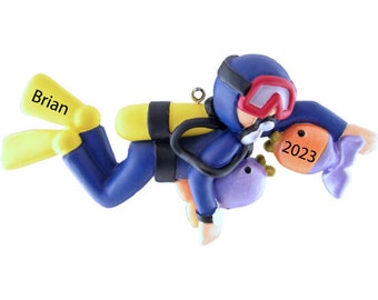 Personalized Scuba Diving Ornament , Scuba Diving Gift for Christmas, Custom Diving Ornament, Scuba Diver Figurine, Swimming Ornament