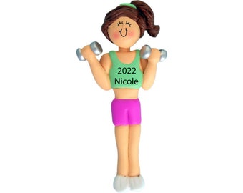 Gewichtheffen Ornament, Personal Trainer Cadeaus voor haar, Workout Fitness Kerstcadeaus, Gewichtsverlies Kerstornament, Body Builder 2023