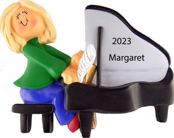 Piano Ornament Gepersonaliseerde Piano Christmas Ornament 2023 Piano Teacher Gift, Piano Gifts for Pianist Gift, Girl Playing Piano Ornament
