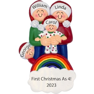 First Christmas as 4 Ornament Personalized Family of 4 Ornament Custom Second Time Parents Christmas Gifts, 1st Christmas as Family of Four