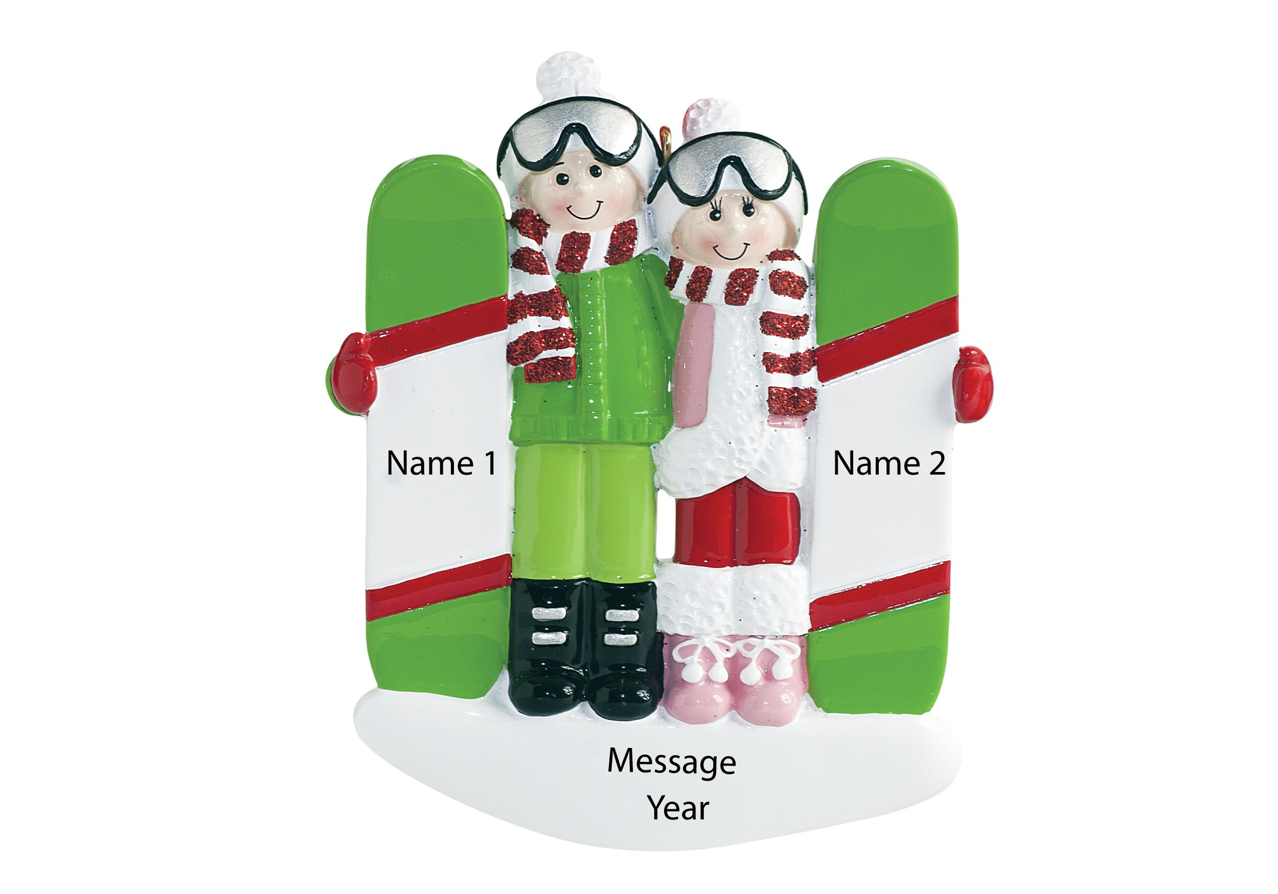 Couple Snowboard Ornament Personalized Snowboarding Christmas