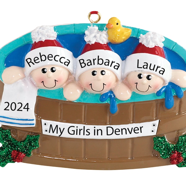 Hot Tub Christmas Ornament Personalized 2023 Family of 3 Christmas Ornaments Custom Family Ornaments Hot Tub Gifts for Vacation Ornament