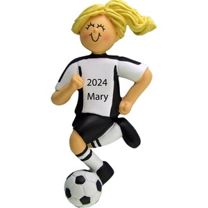 Girl Soccer Ornament Personalized Soccer Player Christmas Ornament 2025 Soccer Gifts for Girls, Soccer Coach, Soccer Mom, Soccer Team- Black
