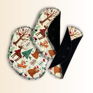 Christmas Forest Organic Cotton Cloth Pads: Mix Flow Set of 6