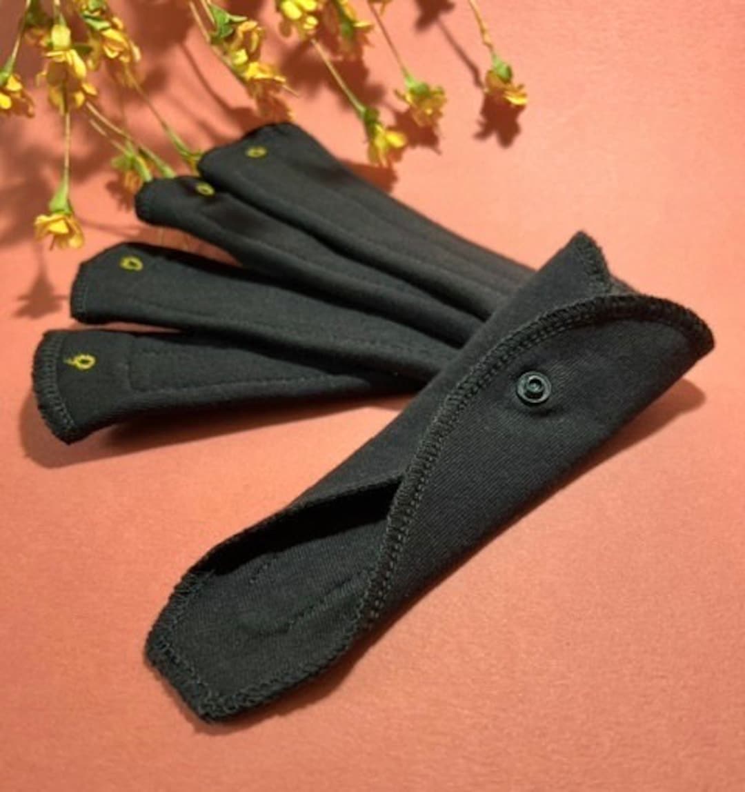 Set of 5 Ecofriendly Thong Panty Liners / Black Rainbow or Etsy