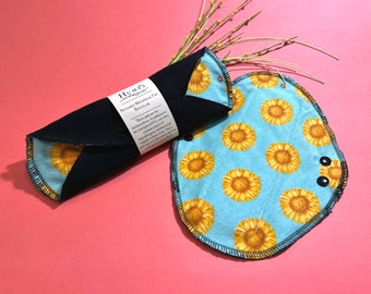 Period Cloth Pad/Panty Liners/Regular/Heavy Flow/With Eco-PUL & Organic Cotton Absorptive Core/Black Color cotton or Cute Flannel Print