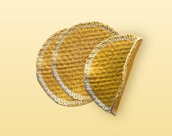 Organic Cotton Facial Pads Set, Golden Sand, Round or Square, Reusable Face Pads/ Face scrubby