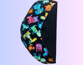 Cloth Pad Organic Cotton Core, Neon Dog Print, Reusable Pad for Heavy Flow