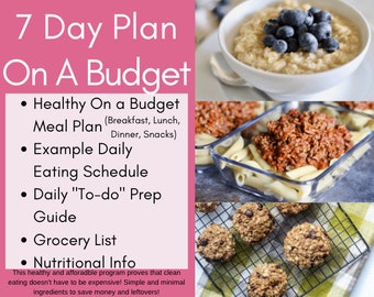 Healthy Budget Friendly Easy Meal Prep | Printable Recipe eBook | Meal Plan Cookbook | Recipe Pack | Clean Eating PDF | Whole Foods