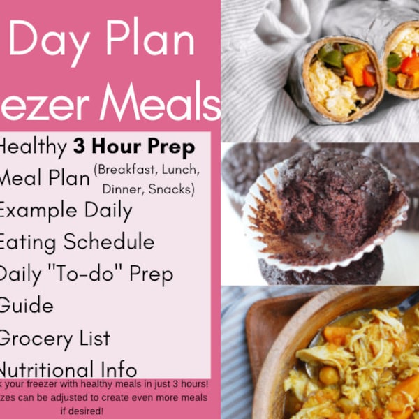 Healthy Freezer Friendly Sunday Meal Prep | Printable Recipe eBook|Freezer Meal Plan Cookbook | Recipe Pack | Clean Eating PDF | Whole Foods