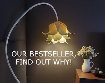 Elegant and unique floor  lighting - floor lamp - white flower accent - minimalist lights - bluebell - tinker bell