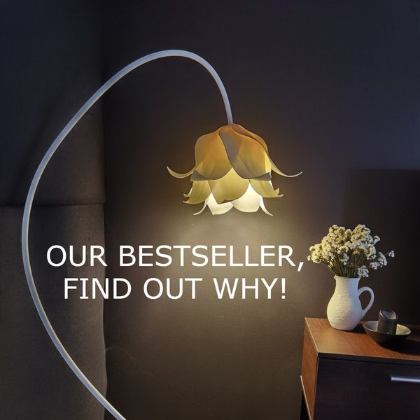 Elegante und einzigartige Bodenbeleuchtung – Stehlampe – weißer Blumenakzent – minimalistische Lichter – Bluebell – Tinker Bell