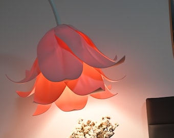 Elegant floor light for home, Abstract shaped shade, Warm pastel pink accent, Statement light, Bluebell, Tinker bell, Unique gift