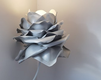 Silver-gray floor lamp, A beautiful rose floor lamp, Unique free standing lamp, gray light fixtures, Floral inspired standing lamp