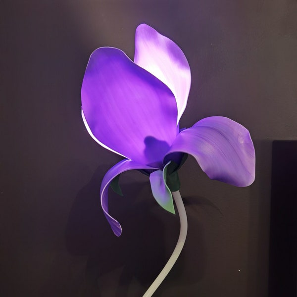 Iris flower sidetable or desk lamp, Purple Flower for home decoration- original and unique gift - nature inspired lamp, cozy winter nights