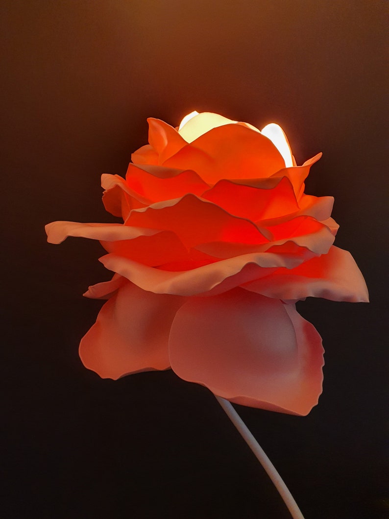 Feenhafte Lampe Rose Stehlampe Warme rosa Blume modernes Wohndekor Freundin Geschenk Riesige Forever Rose Geschenkinspiration, bewegendes Geschenk Bild 8