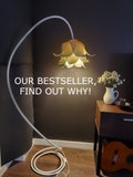 Elegant and unique floor  lighting - floor lamp - white flower accent - minimalist lights - bluebell - tinker bell