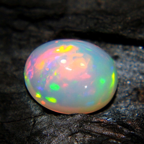 2.2Ct Top Quality Natural Ethiopian Opal Oval Shape, A Gemstone for the Fiery, Sparkling and Unique Opal with Fire and Rainbows