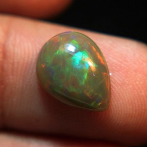1.7Ct Natural Ethiopian Opal Cabochon: Pear Shape Gemstone