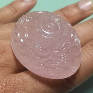 Handmade Rose Quartz Carving: Oval Chakra Healing Crystal