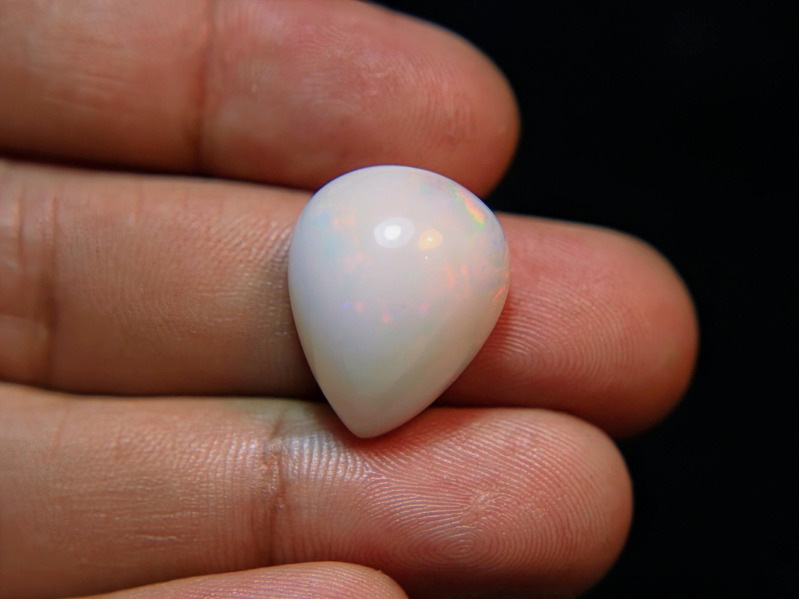9.6ct Pear Ethiopian Opal Cabochon: Rainbow Flashy Gemstone - Etsy