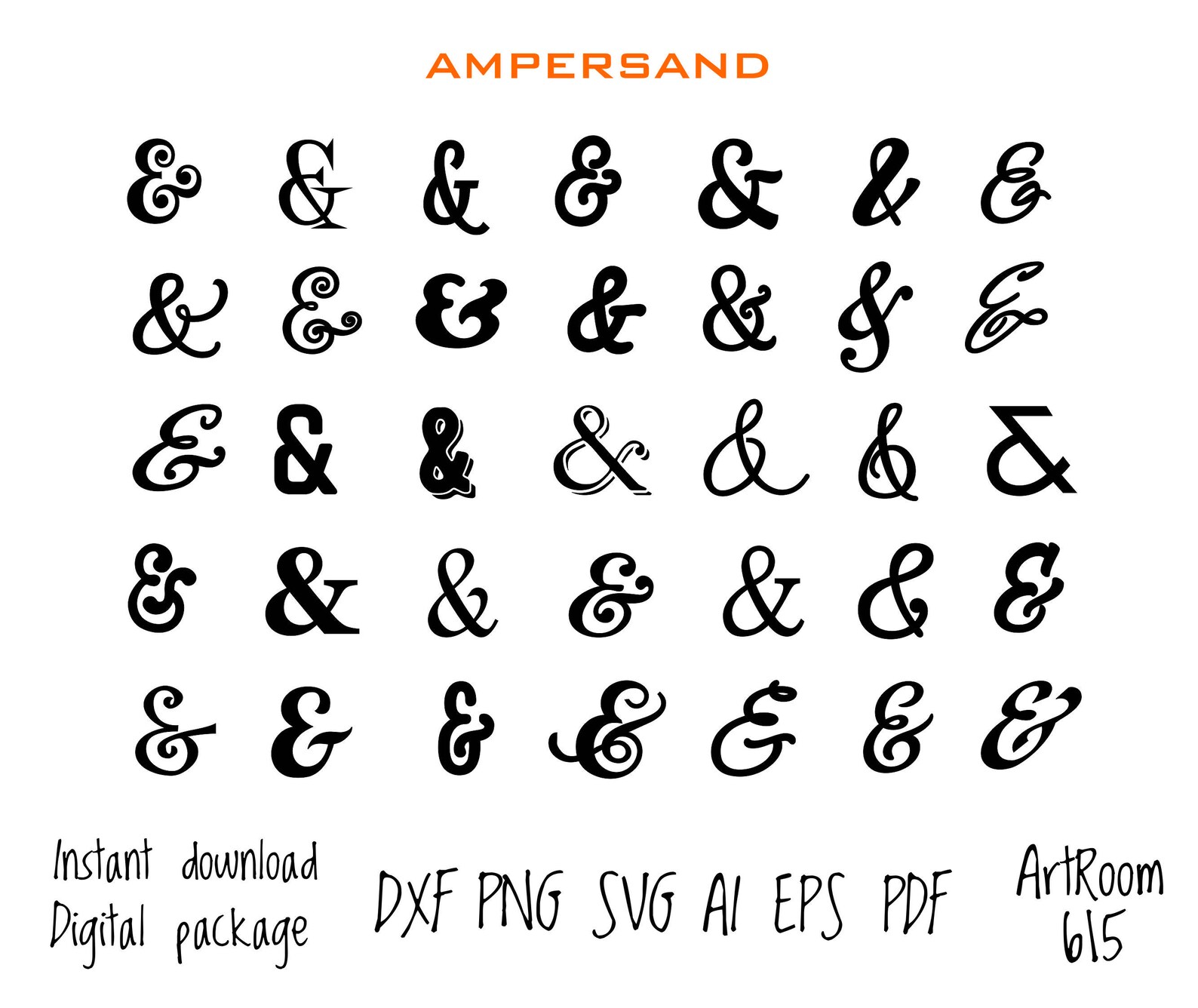 Ampersand set sign dxf svg templates print | Etsy