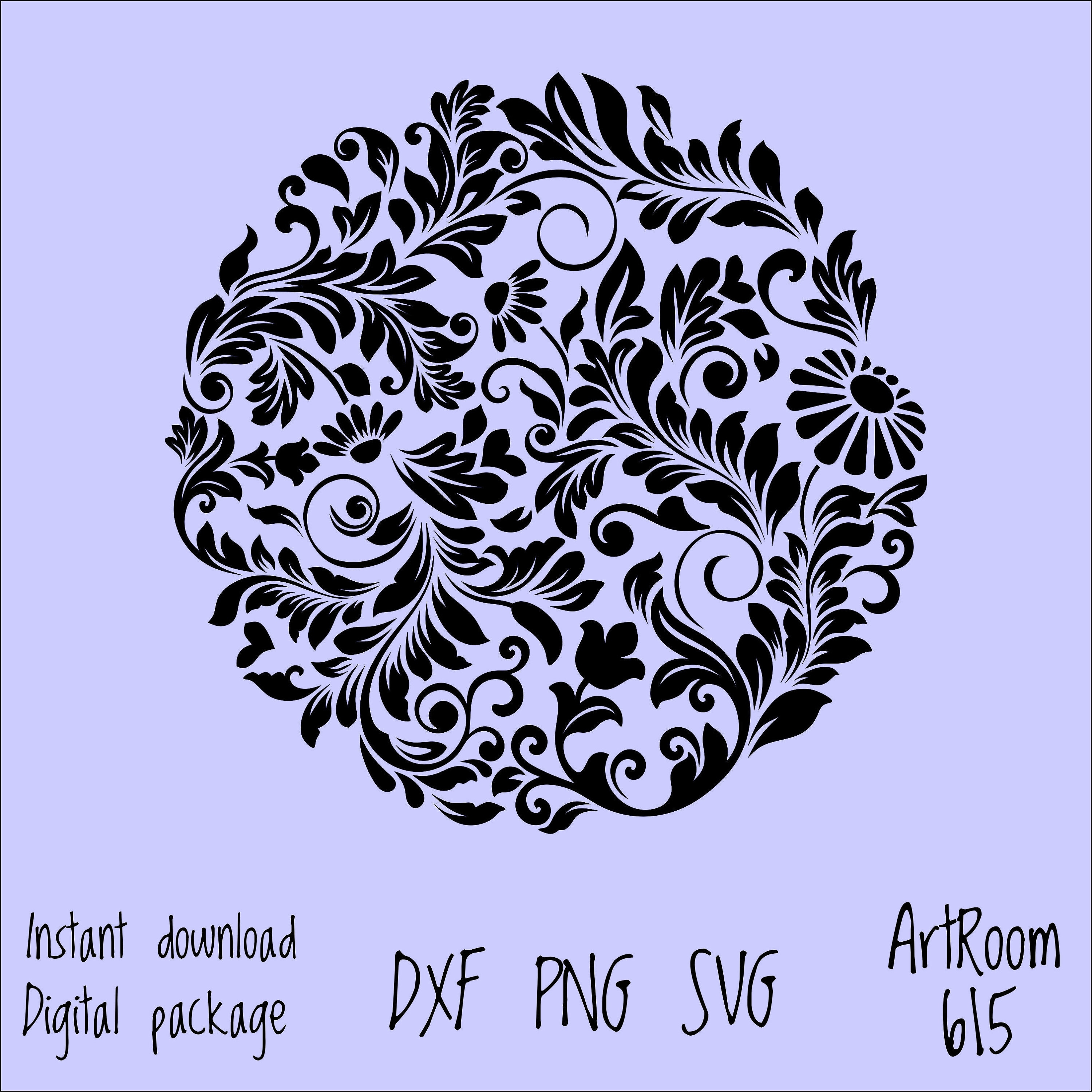 Round flower pattern Stencil Laser cut cnc engraving Flower Etsy