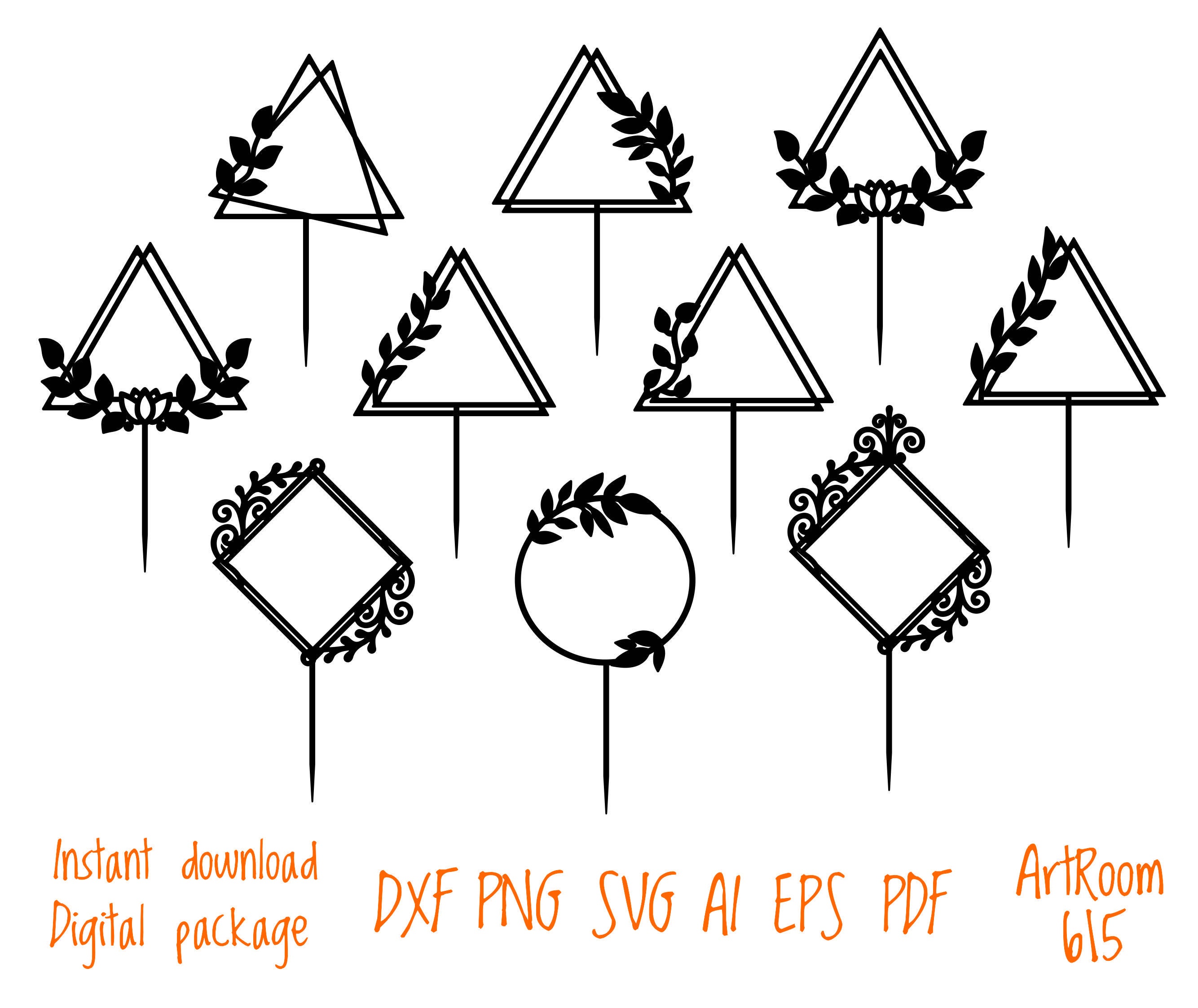 Cake topper svg circle frame svg floral wreath svg cake Etsy