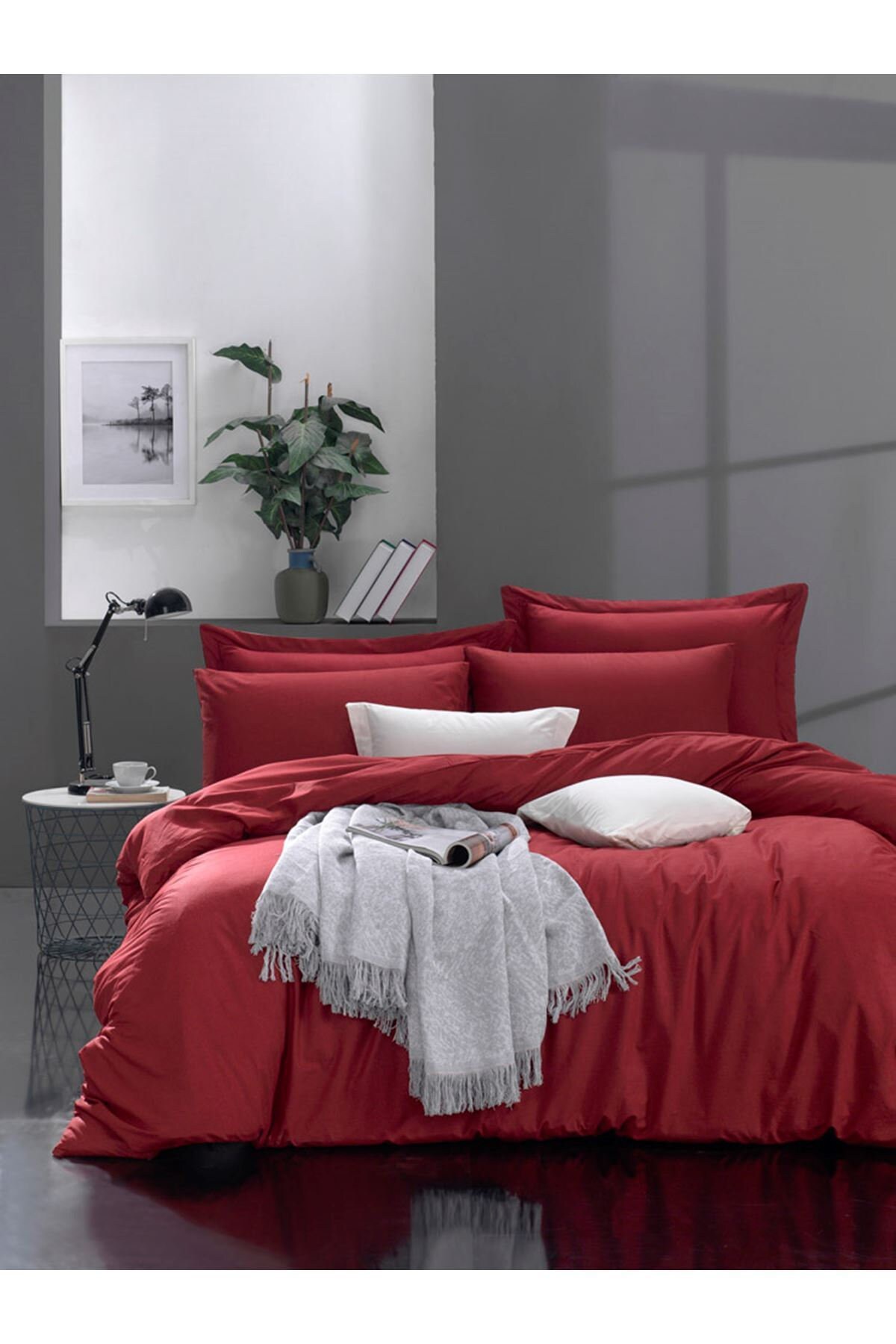 100 Organic Cotton Double Duvet Sets Fresh Solid Color Red Etsy