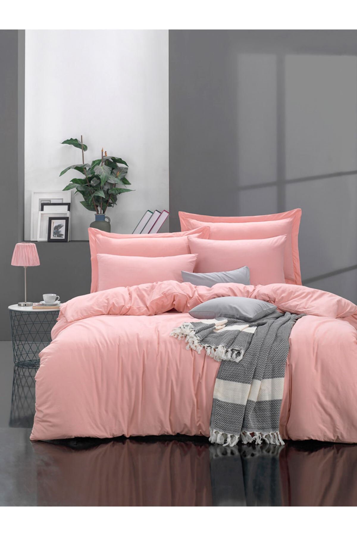 100 Organic Cotton Double Duvet Sets Fresh Solid Color Pink Etsy