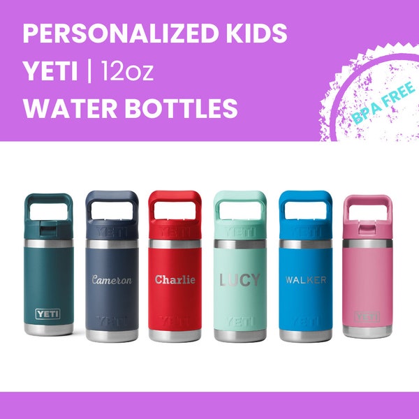 PERSONALIZED KIDS Yeti Water Bottle | YETI Kids Water Bottle | Insulated Stainless Steel Reusable Tumbler | 12oz