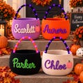Kids Halloween Trick or Treat Basket, Personalized Light-Up Halloween Basket, Kids Trick-or-Treat Bag (Fairy Lights)