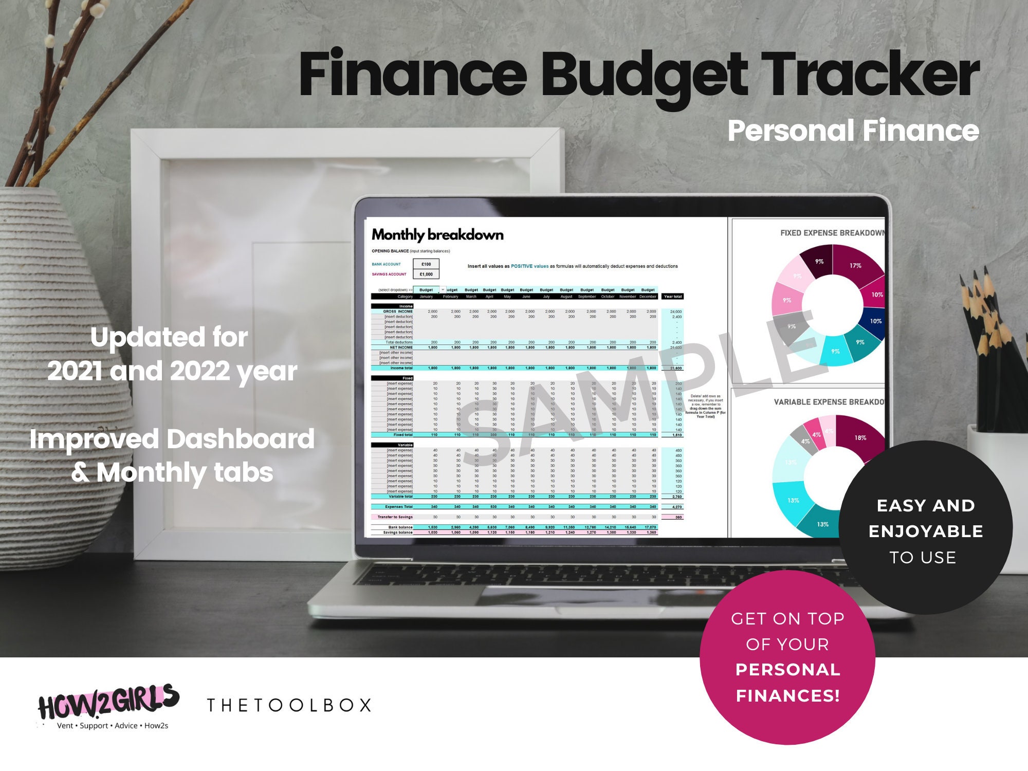 Personal Finance Budget Template Excel Spreadsheet Track Etsy