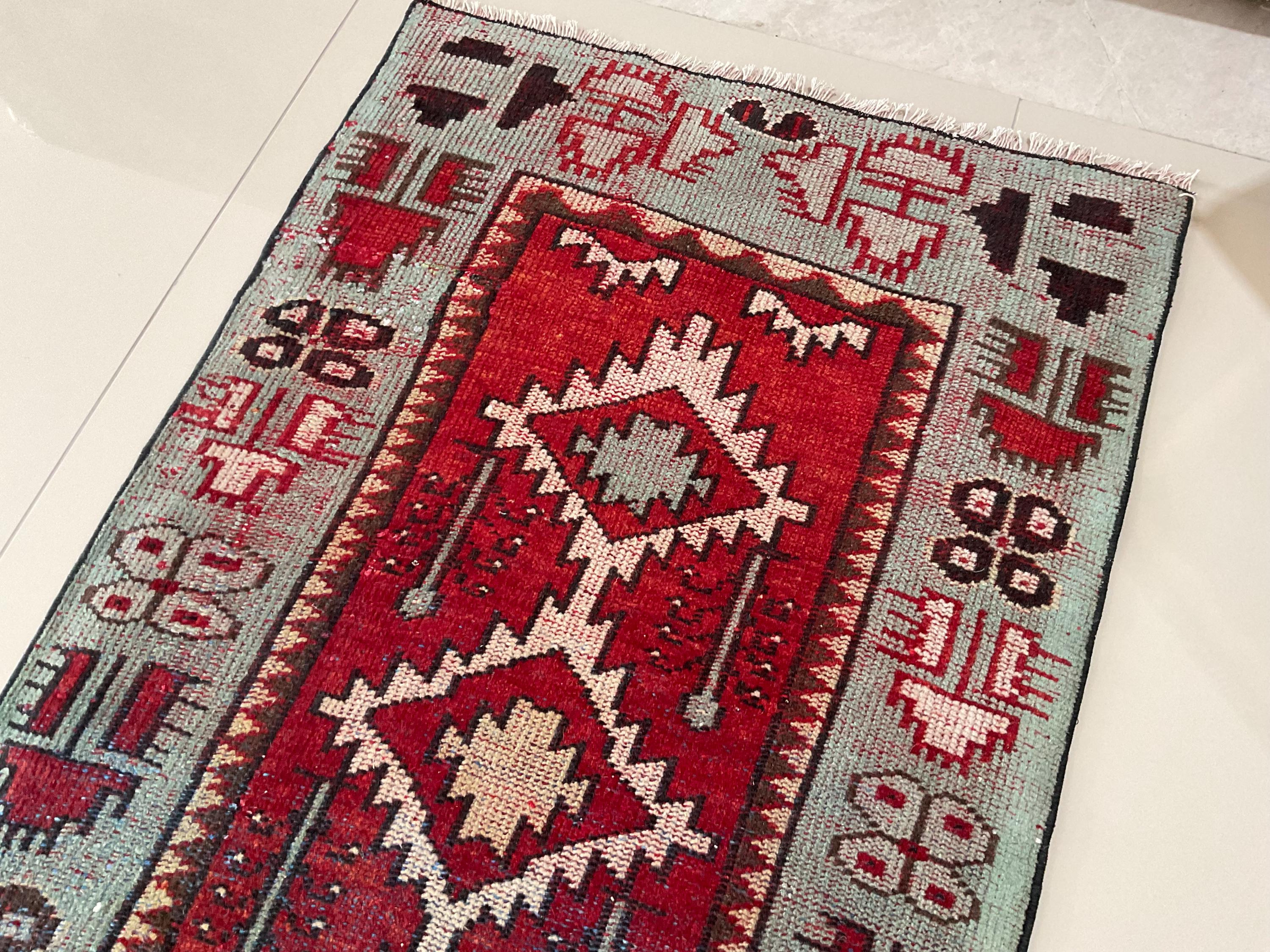 Handmade Turkish Wool Rug, Vintage Red Door Mat (2.2 X 4.0 Ft) - Etsy