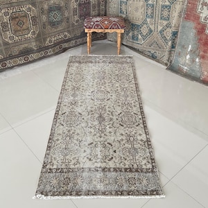 3x7 Runner Rug, Oushak Runner Rug, Boho Rug, Wool Rug, Handmade Rug, 3x7 Beige Runner Rug, 3x7 Turkısh Rug, 3x7 Kitchen Rug, LivingRoom Rug