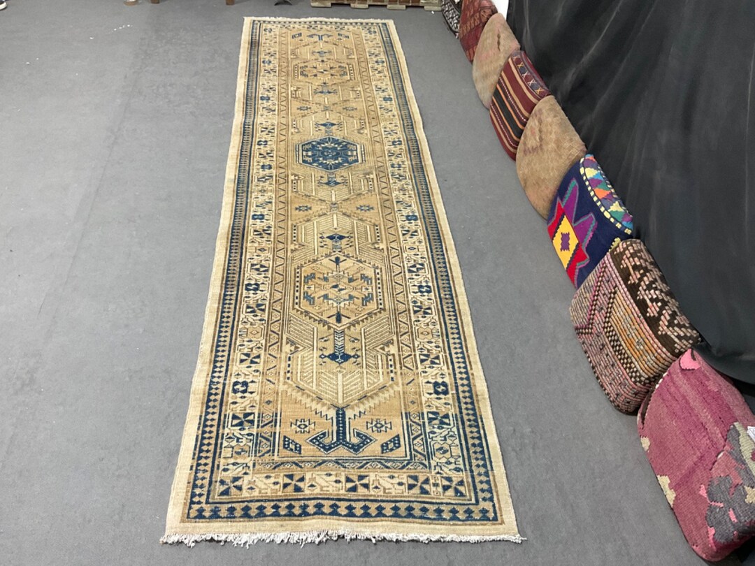 3x11 Runner Rug, Natural Runner Rug, Boho Rug, Oriental Rug, Stairs Rug