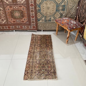 2x4 Pastel rug, 2x4 Muted rug, 2x4 Faded rug, 2x4 Soft rug, 2x4 Turkish rug, 2x4 Vintage rug, Wool Oushak rug, 2x4 Doormat, Beige Small rug