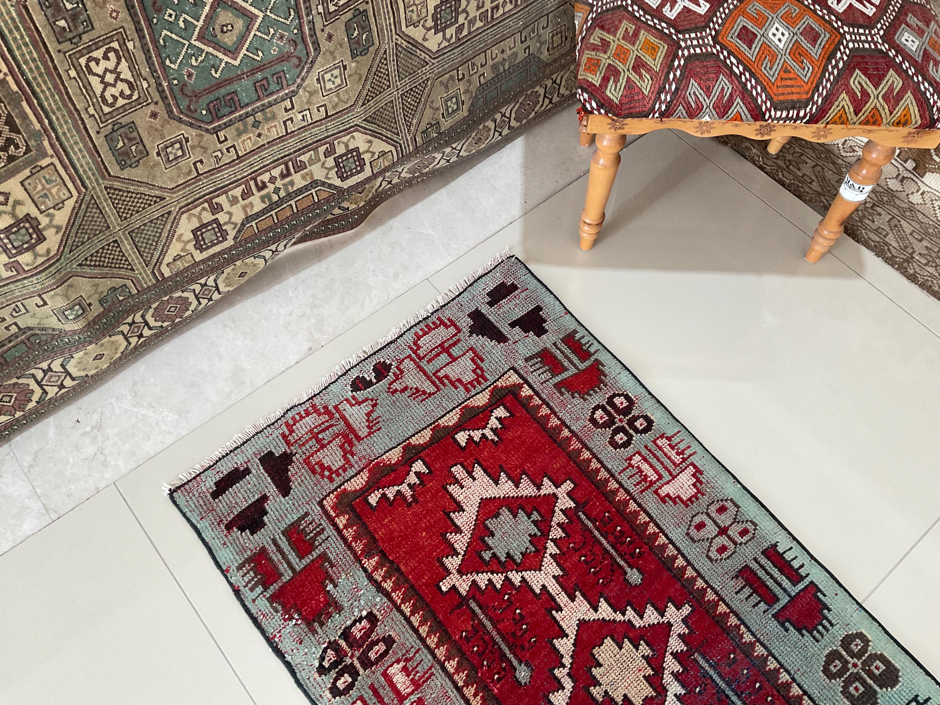 Handmade Turkish Wool Rug, Vintage Red Door Mat (2.2 X 4.0 Ft) - Etsy