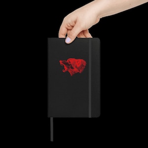 Raging Wolf Hardcover Bound Notebook Journal (Red)