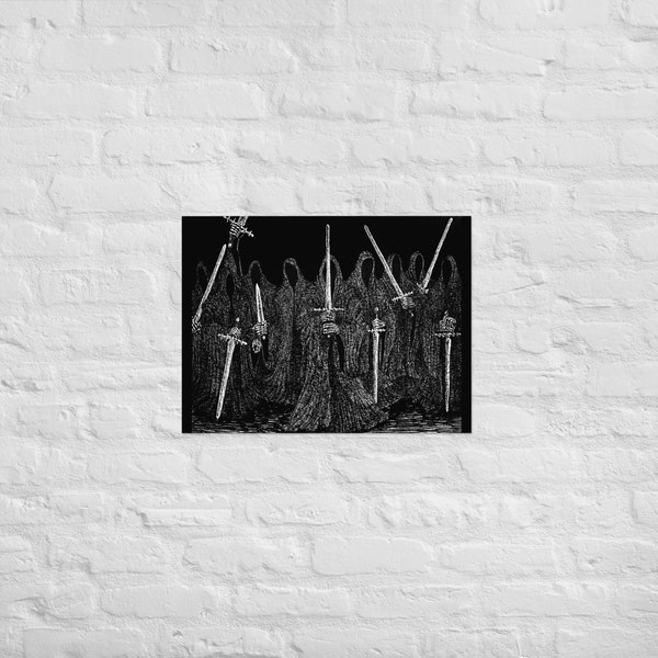 Lord of The Rings Nazgul Dark Fantasy originele inkt illustratie mat afdrukken