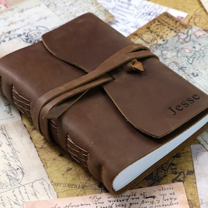 Engraved Leather Journal: Full Grain Leather Sketchbook