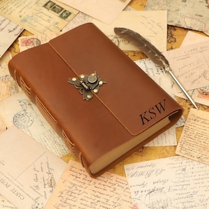 Carnet de croquis en cuir personnalisé, journal en cuir A5 cousu main, cadeau pour artiste, enfants, cadeau universitaire, cadeau pour patron, employés