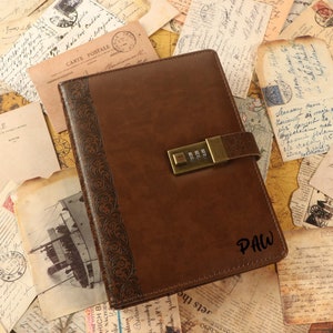 Engraved Code Journal: Refillable Leather Notebook, Back to School