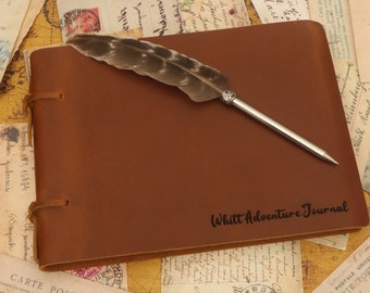Monogrammed Leather Journal: Refillable Kraft Sketchbook