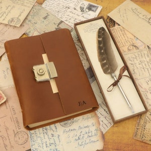 Diario personalizzato con codici in pelle pieno fiore, diario con lucchetto vuoto, regalo per studenti, regalo di laurea
