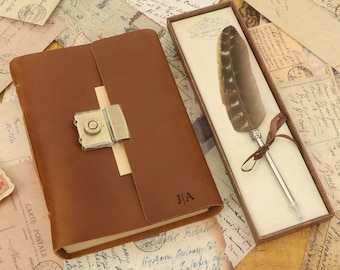 Personalized Full Grain Leather Lock Journal, Blank Code Diary, Birthday, Anniversary, Back to School Gift