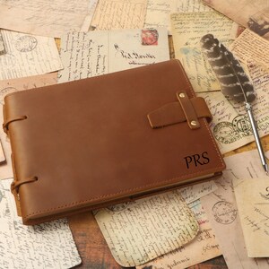 Personalized Leather Journal with Pen: Rustic Travel Diary
