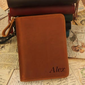 Personalized Leather Pen Case with A6 Refillable Journal